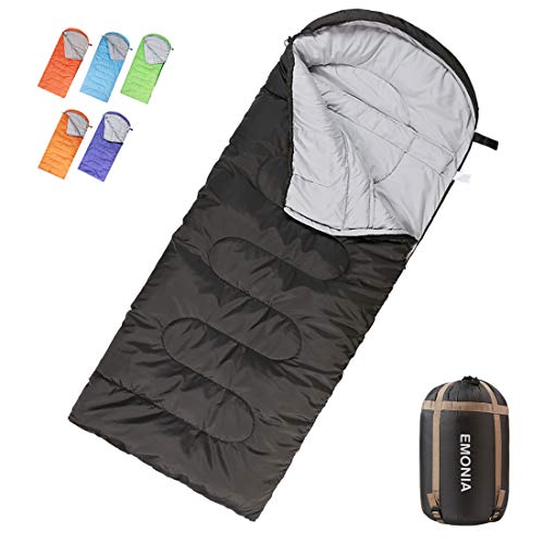 EMONIA Camping Sleeping Bag, 3-4 Season Waterproof Outdoor Hiking Backpacking Sleeping Bag Perfect for Traveling, Lightweight Portable Envelope Sleeping Bags for Adults, Kids, Girls and Boys