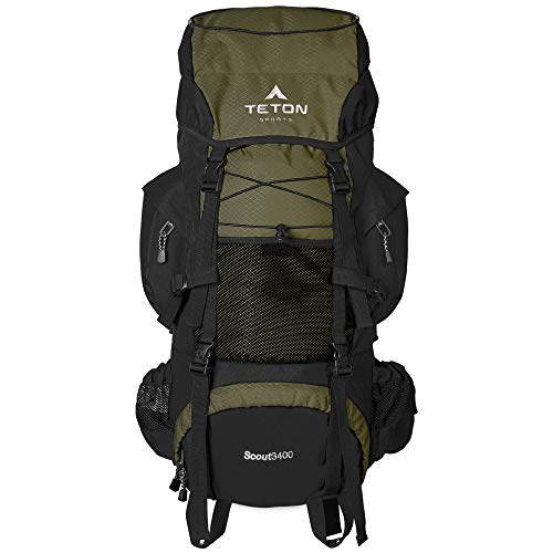 TETON Sports Scout 3400 Internal Frame Backpack; High-Performance Backpack for Backpacking, Hiking, Camping; Hunter Green (121)