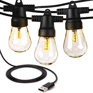 Brightech Ambience Pro Camping Lights - USB Powered Waterproof Outdoor String Lights - Shatterproof Bulbs - Lightweight and Bright Enough to Cook By - LEDs Don't Heat So Safe to Touch.