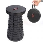Portable Telescoping Stool Folding Camping Stool Retractable Adjustable Plastic Step Stool for Picnics Camping Fishing Hiking BBQ Outdoors Indoors Kitchen Max Load 287lbs by FSUTEG(Black)