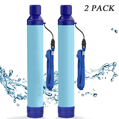 Amorom Water Filter Straw, Portable Outdoor Survival Personal Water Filtration System for Camping Hiking Climbing Backpacking, 2 Pack