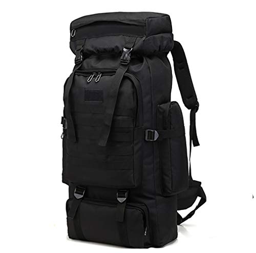 WintMing 70L Large Camping Hiking Backpack Tactical Military Molle Rucksack for Trekking Traveling Oxford Waterproof Mountaineering Pack Large Daypack for Men (Black)