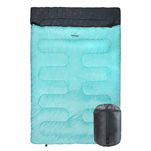 TETON Sports Cascade Double Sleeping Bag; Lightweight, Warm and Comfortable for Family Camping, Teal, 87" x 60" (1320)