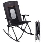 PORTAL Oversized Quad Folding Camping Rocking Chair High Back Hard Armrest Carry Bag Included, Support 300 lbs, Black