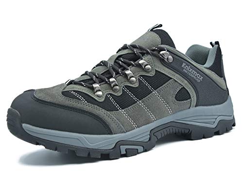 Knixmax Men's Hiking Shoes Waterproof Low-Cut Walking Shoe Breathable Lightweight Outdoor Sneakers for Camping Trekking Grey 10