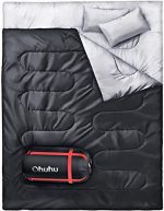 Ohuhu Double Sleeping Bag with 2 Pillows, Waterproof Lightweight 2 Person Adults Sleeping Bag for Camping, Backpacking, Hiking, Bonus Carrying Bag, Black