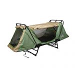 Kamp-Rite Original Tent Cot Outdoor Folding Personal Individual Camping and Hiking Bed for 1 Person, Green and Tan