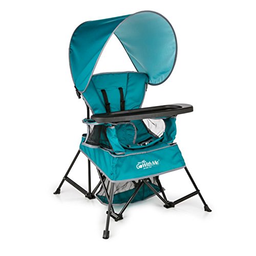 Baby Delight Go with Me Chair | Indoor/Outdoor Chair with Sun Canopy | Teal | Portable Chair converts to 3 Child Growth Stages: Sitting, Standing and Big Kid | 3 Months to 75 lbs | Weather Resistant