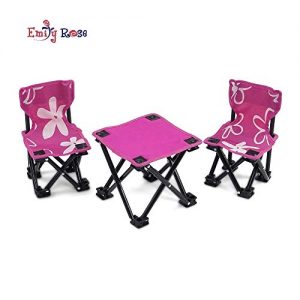 Emily Rose 18 Inch Doll Accessories Furniture for American Girl Dolls | Flowered Doll Camping Chairs and Table Set, Includes Carry Case | Fits 18" American Girl Dolls