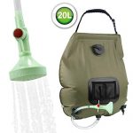 KIPIDA Solar Shower Bag, 5 gallons/20L Solar Heating Camping Shower Bag with Removable Hose and On-Off Switchable Shower Head for Camping Beach Swimming Outdoor Traveling Hiking (Green)