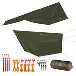 onewind Large Tarp Hammock Rain Fly Tarp 12ft Camping Shelter Silnylon Guyline Stakes Tensioners Included(Tarpsq12OG)