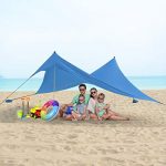 UBOWAY Beach Tent Sun Shade: Portable Pop Up Canopy Large Lightweight Camping Shelter for Family with Sand Anchor 7x7ft 10x10ft (Blue, M (7x7ft))