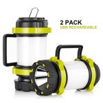 Lantern Flashlights with 4000mAh Power Bank, Red Strobe Light for Emergency, 800 Lumens, USB Rechargeable, 6 Lighting Modes, Kamspark LED Lantern for Camping, Fishing, Searching, Hiking (2 Pack)