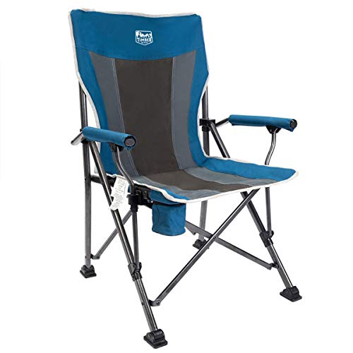 Timber Ridge Camping Chair 400lbs Folding Padded Hard Arm Chair High Back Lawn Chair Ergonomic Heavy Duty with Cup Holder, for Camp, Fishing, Hiking, Outdoor, Carry Bag Included