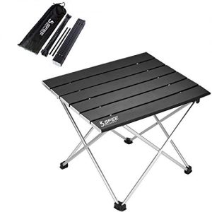 Sfee Folding Camping Table - Portable Ultralight Aluminum Camp Table Lightweight Compact Roll Up Picnic Table for Picnic Outdoor Hiking BBQ Camping Kitchen Fishing Beach with Carry Bag (Black)