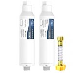 AQUA CREST RV Inline Water Filter with Hose Protector, NSF Certified, Reduces Lead, Fluoride, Chlorine, Bad Taste&Odor for RVs and Marines, Drinking and Washing Filter with 1 Flexible Hose Protector.