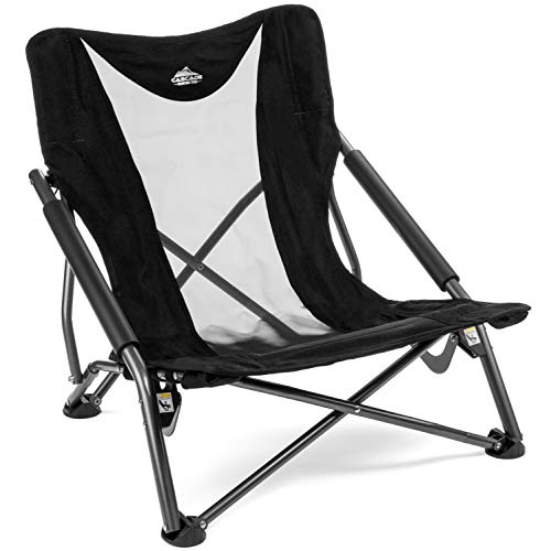 Cascade Mountain Tech Compact Low Profile Camp Chair – Portable Outdoor Folding Camp Chair with Carry Case with Carry Case