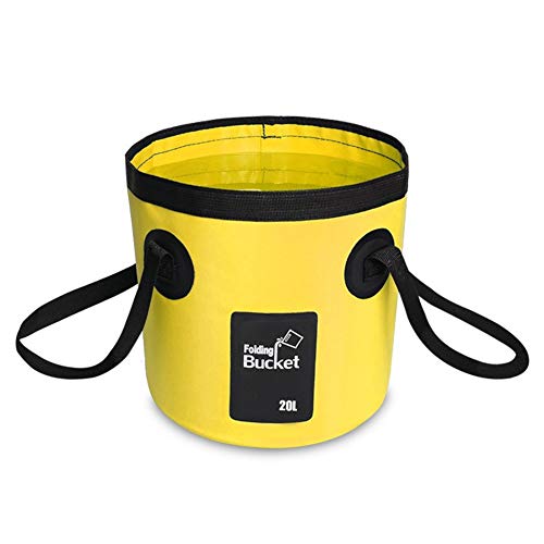 AINAAN Multifunctional Collapsible Portable Outdoor Basin Folding Bucket Water Storage Bag for Camping Hiking Travel Fishing Caravan Washing, 20L, Yellow