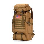 70l Hiking Backpack for Men Waterproof Military Camping Rucksack Travel Daypack (Khaki)