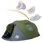 ayamaya Pop Up Tents with Vestibule for 4 to 6 Person - Double Layer Waterproof 3 Season Easy Setup Big Family Camping Tent - Ventilated Mesh Windows Quick Ez Set Up Dome Popup Tents (Green)