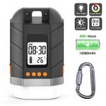 Sinvitron LED Camping Lantern Rechargeable, Power Bank 15000mAh, Camping Tent Light W/Up to 500H Light Time & LCD Screen, 4 Light Mode, IP65 Waterproof for Emergency, Hurricane, Power Outage, Hiking