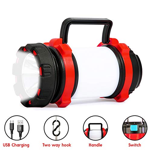 Night-travel Camp Lantern Rechargeable, Portable LED Flashlight, 6 Modes Camping Light with 700LM, IPX4 Water Resistant, Perfect for Camping, Hiking, Patrol and More(Red)