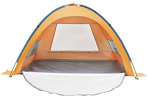 LINKE Beach Tent Sun Shlter, 4 Person Camping Sun Shade Canopy with Carry Bag, Easy to Assemble, XL Size, Orange
