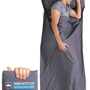 Tough Outdoors XL Sleeping Bag Liner - Travel Sheet for Adults - Lightweight Sleeping Sack for Camping, Traveling, Hotels & Backpacking - Smooth & Breathable Fabric