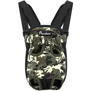 Pawaboo Pet Carrier Backpack, Adjustable Pet Front Cat Dog Carrier Backpack Travel Bag, Legs Out, Easy-Fit for Traveling Hiking Camping for Small Medium Dogs Cats Puppies, Medium,Deep Camouflage Black