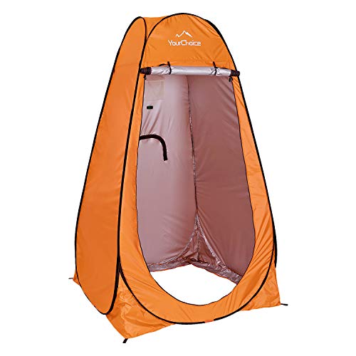 Your Choice Pop Up Camping Shower Tent, Portable Changing Room Camp Shower Toilet Privacy shelter Tents for Outdoor and Indoor, 6.2FT Tall - Color Orange
