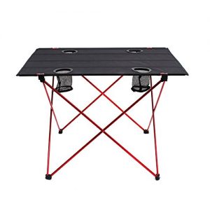 Outry Lightweight Folding Table with Cup Holders, Portable Camp Table (L - Unfolded: 29.5" x 22" x 21")