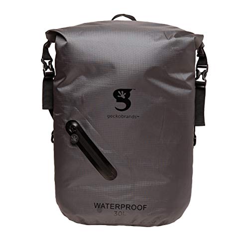 geckobrands Waterproof 30L Backpack – Lightweight Packable Dry Bag, Grey/Black