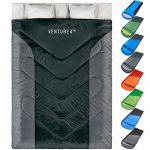 Double 3-Season Sleeping Bag, Queen Size – Lightweight, Comfortable, Water Resistant, Backpacking Sleeping Bag for Couples – Ideal for Hiking, Camping & Outdoor Adventures – Black/Silver