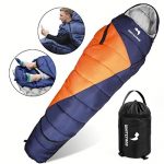 WhiteFang Sleeping Bag with Compression Sack,Wearable Portable Lightweight and Waterproof for Adults & Kids,3-4 Season Mummy Sleeping Bags Great for Hiking, Camping and Outdoor (Blue) (Orange) (Blue)