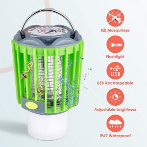 Albrillo Bug Zapper Camping Lantern - 4-in-1 Portable Camp Light, 4 Lighting Modes Flashlight, SOS Light, USB Rechargeable 2200mAh, IP67 Waterproof for Camping, Fishing, Hiking, Outdoor Sports