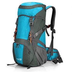 G4Free Large 40L Travel Backpack Hiking Daypack Water-Proof Camping Rucksack with Rain Cover for Camping Adults (Blue/Dark Grey)