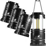 MalloMe LED Camping Lantern Flashlights 4 Pack - Super Bright - 350 Lumen Portable Outdoor Lights - AA Batteries Required, Not Included (Black, Collapsible)