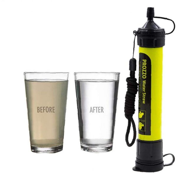 Personal Water Filter for Hiking, Camping, Travel, and Emergency Preparedness (Yellow)