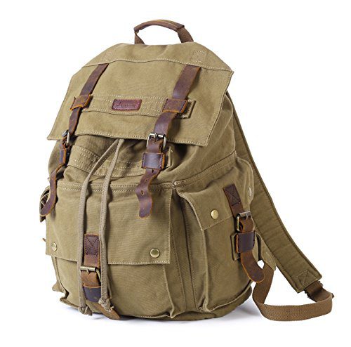 Outdoor Canvas Backpack Hiking Camping Rucksack Heavy Duty ...