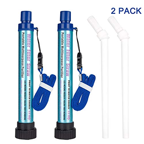 DOTSOG 2 Pack Personal Water Filter Straw BPA Free with 2000L 4-Stage,Portable Water Purifier Lightweight for Hiking Camping Survival Outdoor Backpacking Traveling Emergency