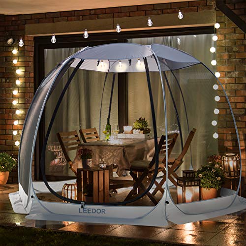 Leedor Gazebos for Patios Screen House Room 4-6 Person Canopy Mosquito Net Camping Tent Dining Pop Up Sun Shade Shelter Mesh Walls Not Waterproof Gray,10'x10'