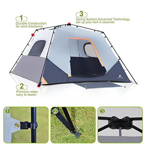 6 Person Instant Tent for Camping Easy Setup Cabin Tent ⋆ OutdoorFull.com