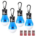 DealBang LED Tent Light for Caming, Battery Included 150 Lumens LED Hanging Light Bulbs for Outdoor Fishing, Hiking, Camping, Backpacking, Emergency, Hurricane, Storm,Outage (Blue,4-Pcs)
