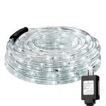 LE LED Rope Lights,33 ft 240 LED, Low Voltage, Daylight White, Waterproof, Connectable Clear Tube Indoor Outdoor Light Rope and String for Deck, Patio, Pool, Bedroom, Boat, Landscape Lighting and More
