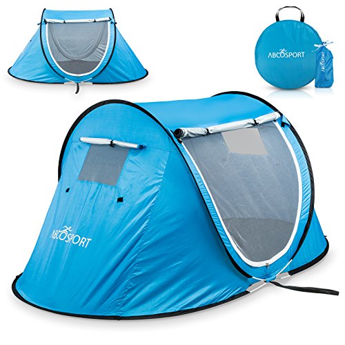 Pop-up Tent an Automatic Instant Portable Cabana Beach Tent - Suitable for Upto 2 People - Doors on Both Sides - Water-Resistant and UV Protection Sun Shelter - with Carrying Bag (Sky Blue)