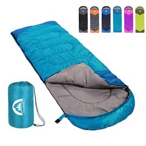 SWTMERRY Sleeping Bag 3 Season Warm and Cool Weather - Summer, Spring, Fall, Lightweight,Waterproof Indoor and Outdoor Use for Kids, Teens and; Adults for Hiking, Backpacking and Camping (Sky Blue, Single).
