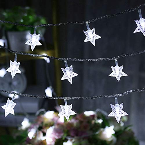 Twinkle Star 100 LED 49 FT Star String Lights, Plug in Fairy String Lights Waterproof, Extendable for Indoor, Outdoor, Wedding Party, Christmas Tree, New Year, Garden Decoration, White