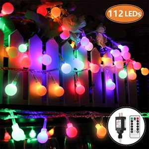 MIBOTE Globe String Lights, 55ft 112 LEDs Colored Fairy Lights Waterproof UL Listed Plug in String Lights for Outdoor Indoor Bedroom Patio Garden Party Wedding Patio Christmas Xmas Tree Decoration