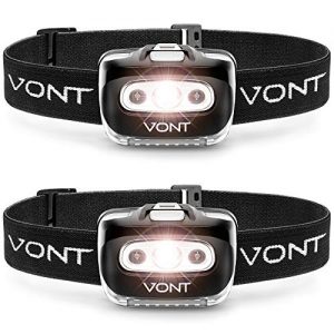 Vont 'Spark' LED Headlamp Flashlight (2 PACK) Super Bright Head Lamp Suitable for Running, Camping, Hiking, Climbing, Fishing, Hunting, Jogging, Headlight Includes Red Light,Headlamps for Adults, Kids