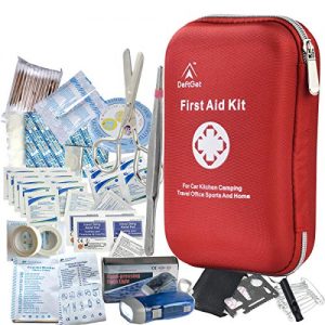 First Aid Kit - 163 Piece Waterproof Portable Essential Injuries and Red Cross Medical Emergency Equipment Kits : for Car Kitchen Camping Travel Office Sports and Home